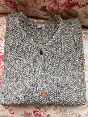 J. Crew heathered 🩶 short sleeved lady cardi/XL